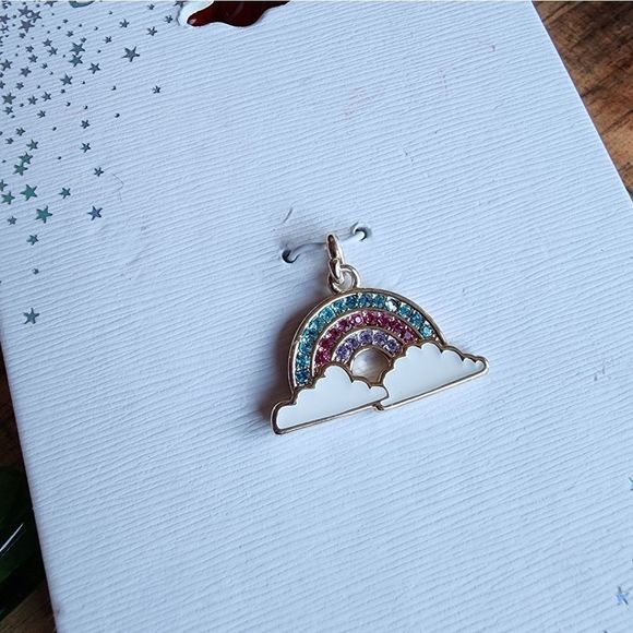 Unwritten Rainbow Multicolor Crystal Charm Fine Silver Plated NWT - Picture 2 of 3